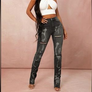 SHEIN High Waisted Graphic Ripped Jeans!